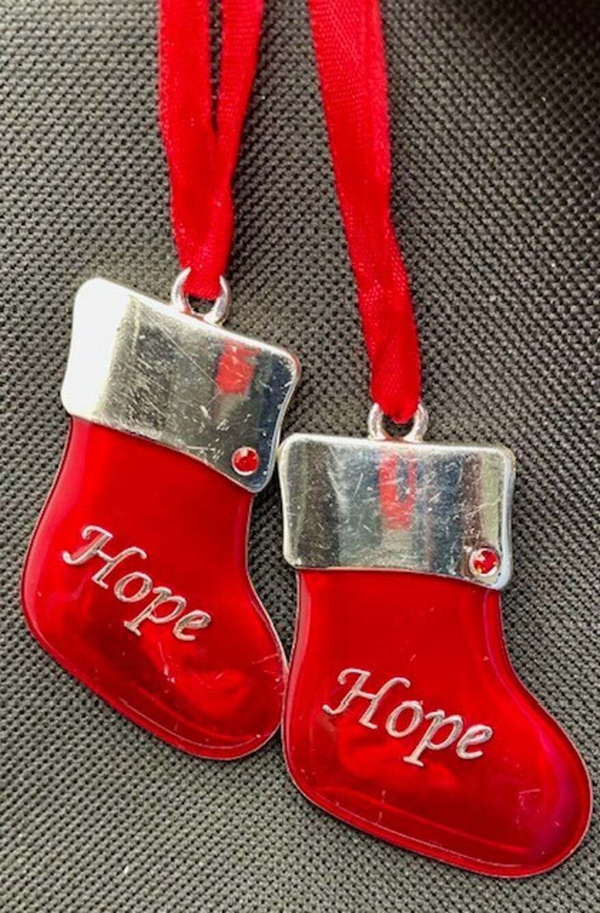 Harvey Lewis Christmas Ornament HOPE Enamel Stockings